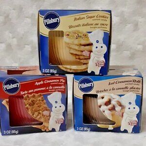 3x Pillsbury Scented Candles Apple Cinnamon Pie Iced Rolls Italian Sugar Cookies
